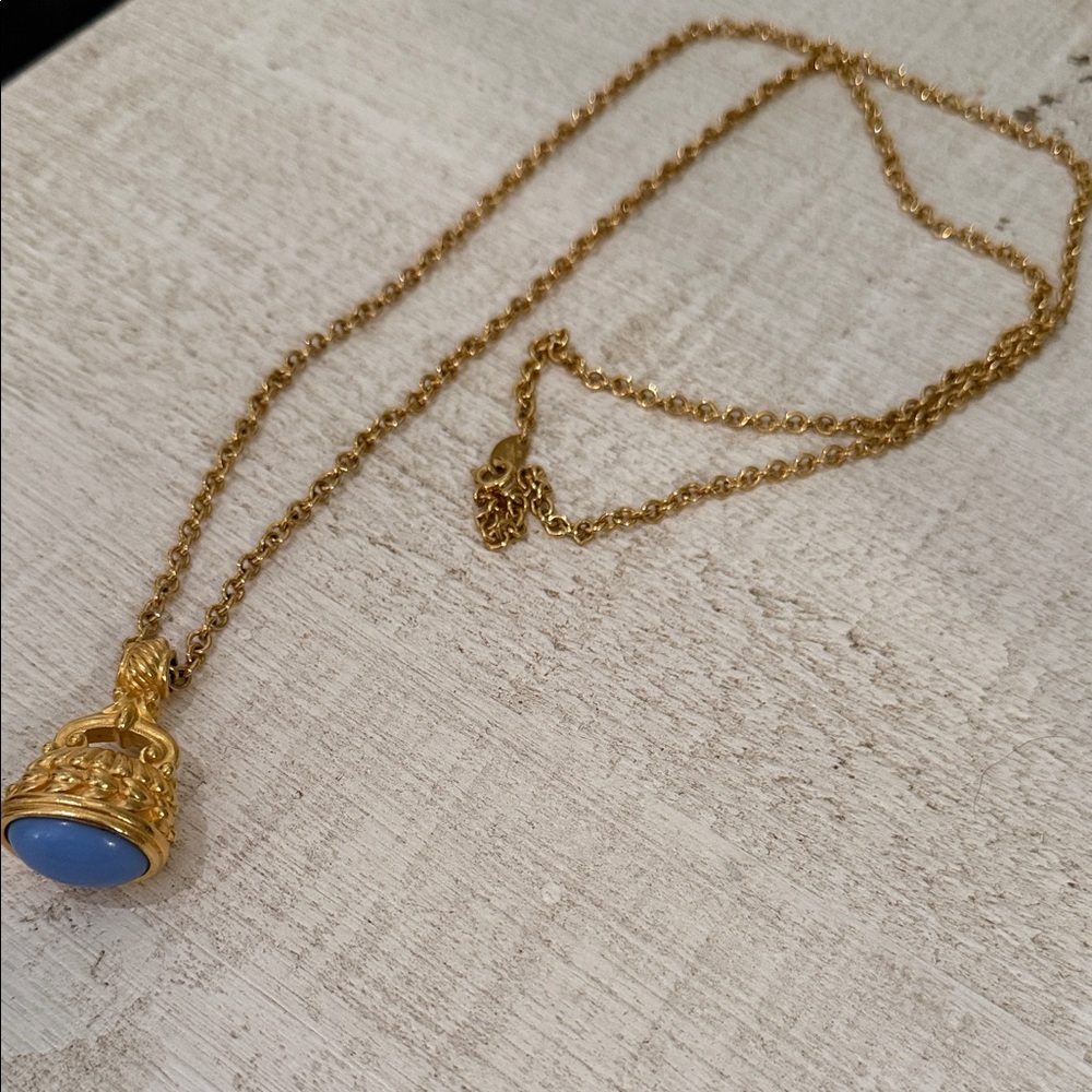 Julie Vos Gold Necklace with Blue Pendant